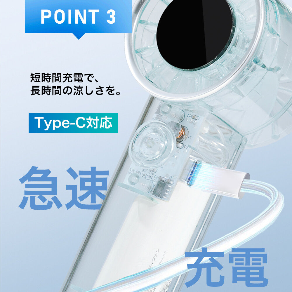 【限量清倉】CICIBELLA 🇯🇵 2025 Clear Fan 透明手持風扇｜極簡設計・100段風量・3000mAh｜🔥 售完即止