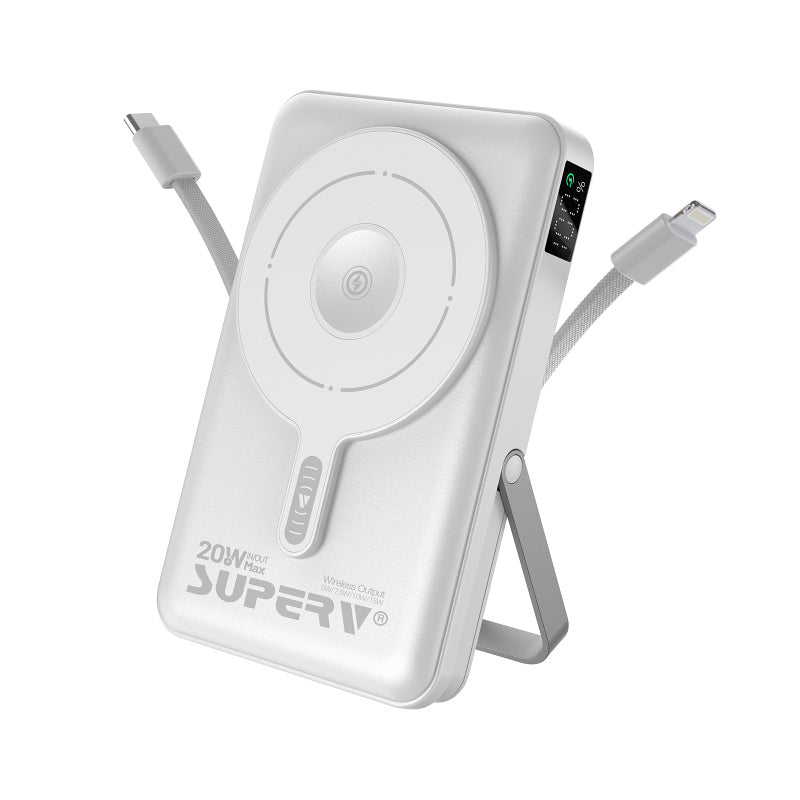 SUPERV 🇭🇰 F45 4合1磁吸快充行動電源｜10000mAh・15W MagSafe＋20W PD｜LED顯示・內置雙線