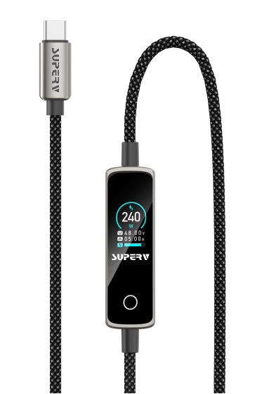 SUPERV 🇭🇰 RT240 TFT顯示快充線｜240W PD3.1・Type-C to C｜觸控屏幕・高速傳輸