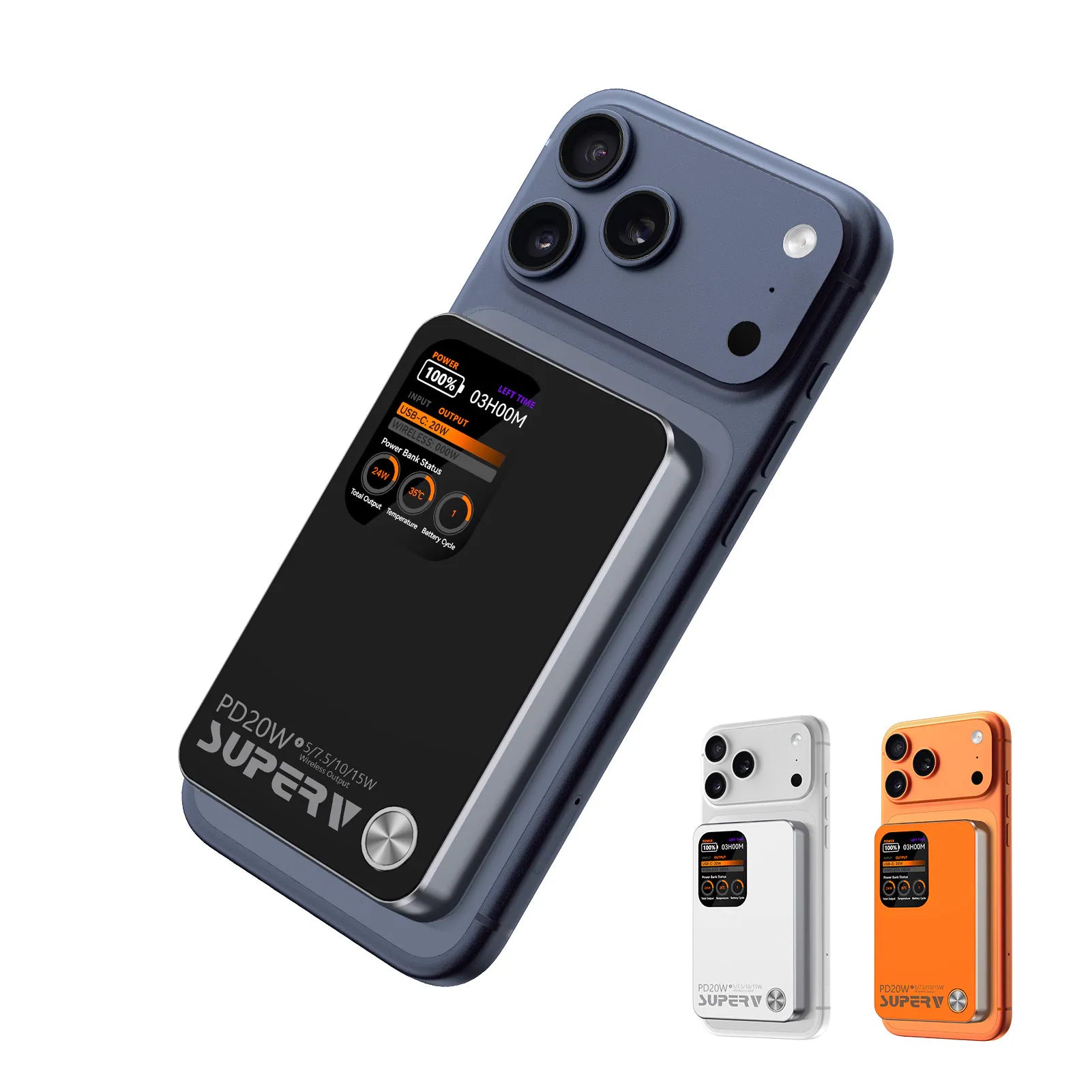 SUPERV 🇭🇰 PB-11 磁吸快充行動電源｜10000mAh・15W無線＋20W PD｜大屏顯示・多裝置充電