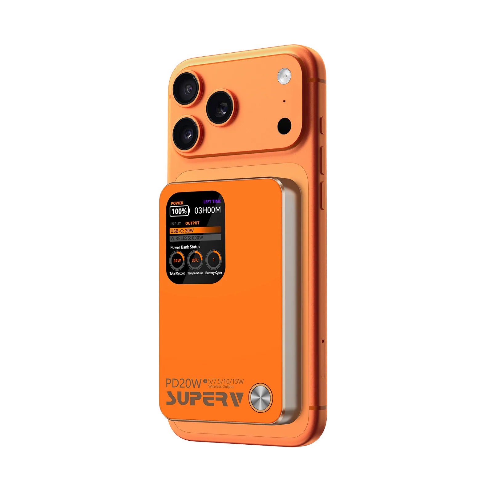 SUPERV 🇭🇰 PB-11 磁吸快充行動電源｜10000mAh・15W無線＋20W PD｜大屏顯示・多裝置充電