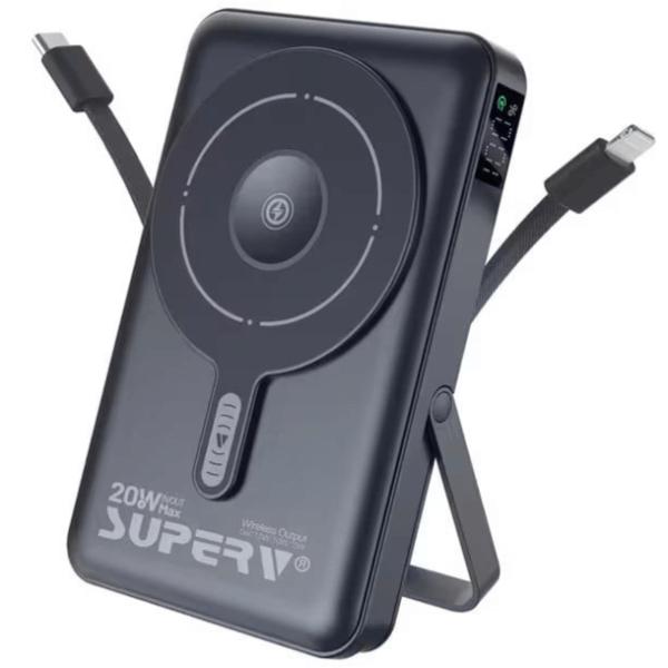 SUPERV 🇭🇰 F45 4合1磁吸快充行動電源｜10000mAh・15W MagSafe＋20W PD｜LED顯示・內置雙線