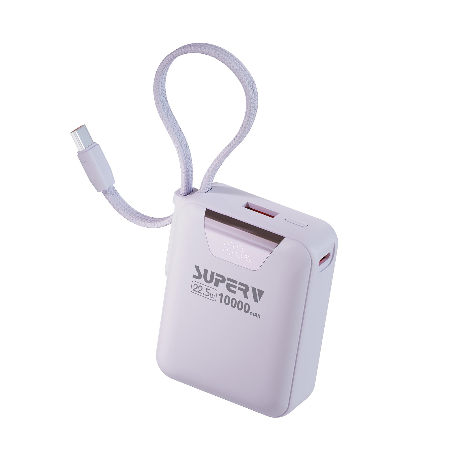 SUPERV 🇭🇰 Power15 內置線快充行動電源｜10000mAh・22.5W PD｜超細粒便攜・LED顯示