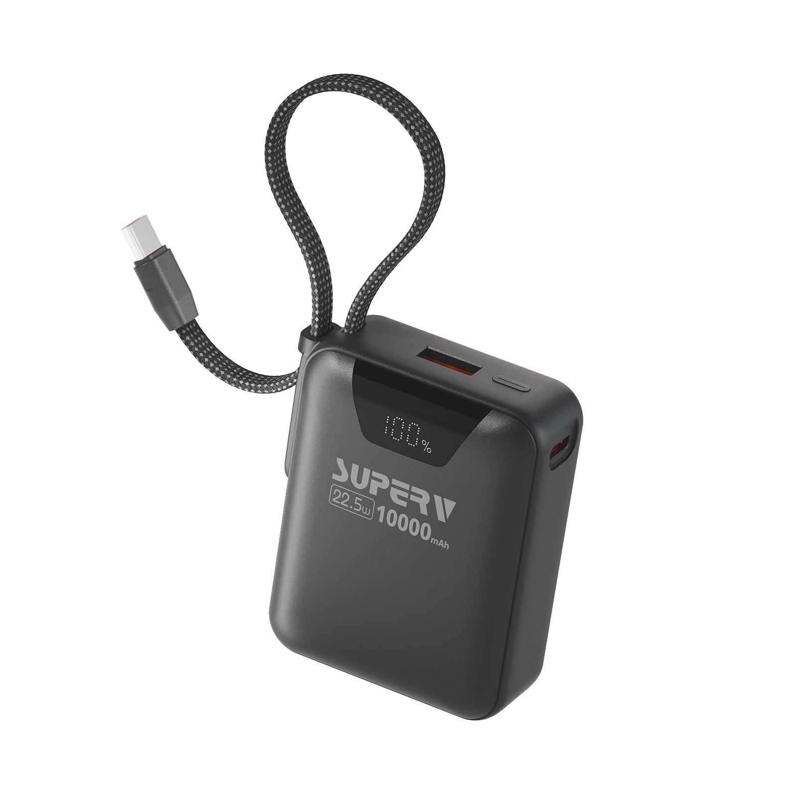 SUPERV 🇭🇰 Power15 內置線快充行動電源｜10000mAh・22.5W PD｜超細粒便攜・LED顯示