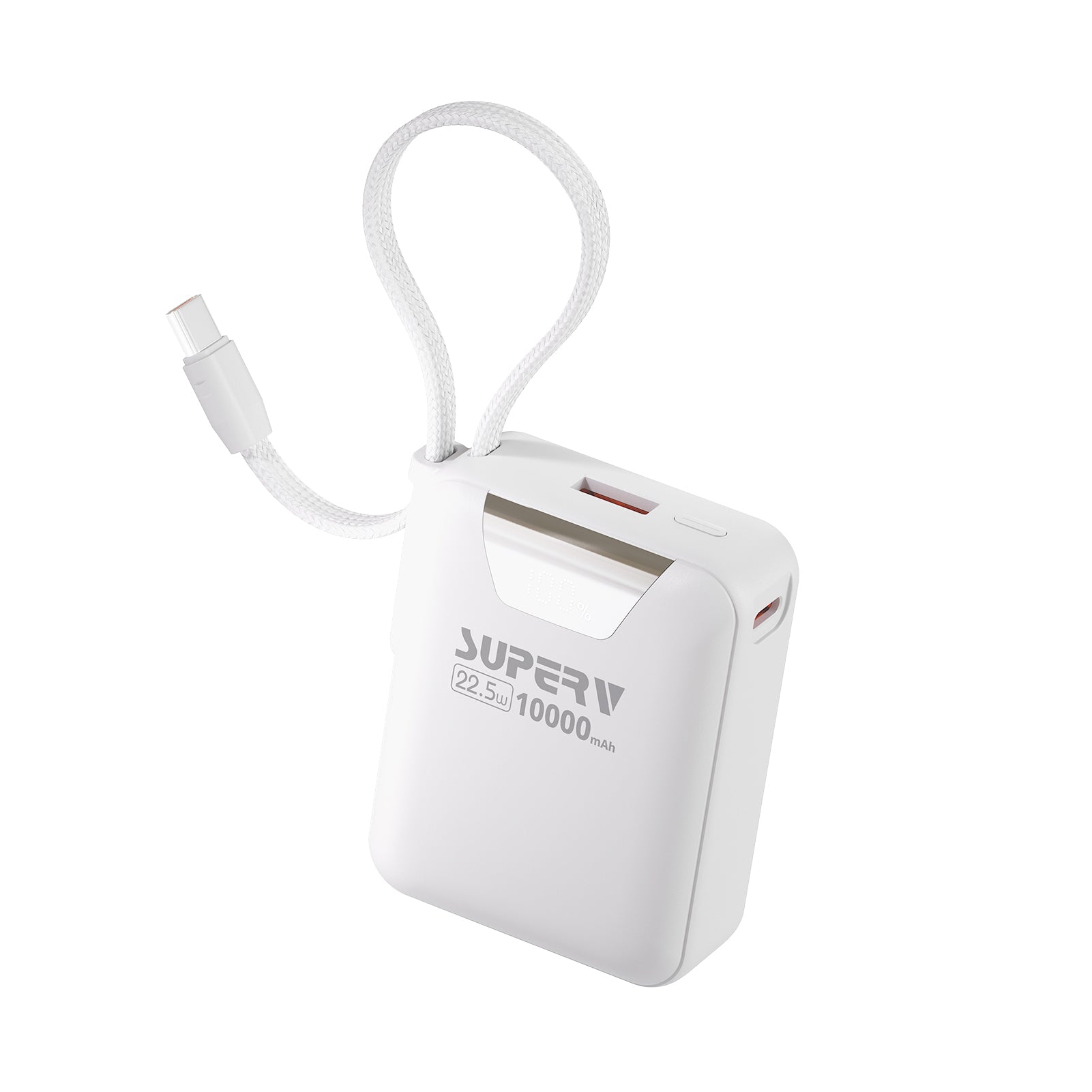 SUPERV 🇭🇰 Power15 內置線快充行動電源｜10000mAh・22.5W PD｜超細粒便攜・LED顯示