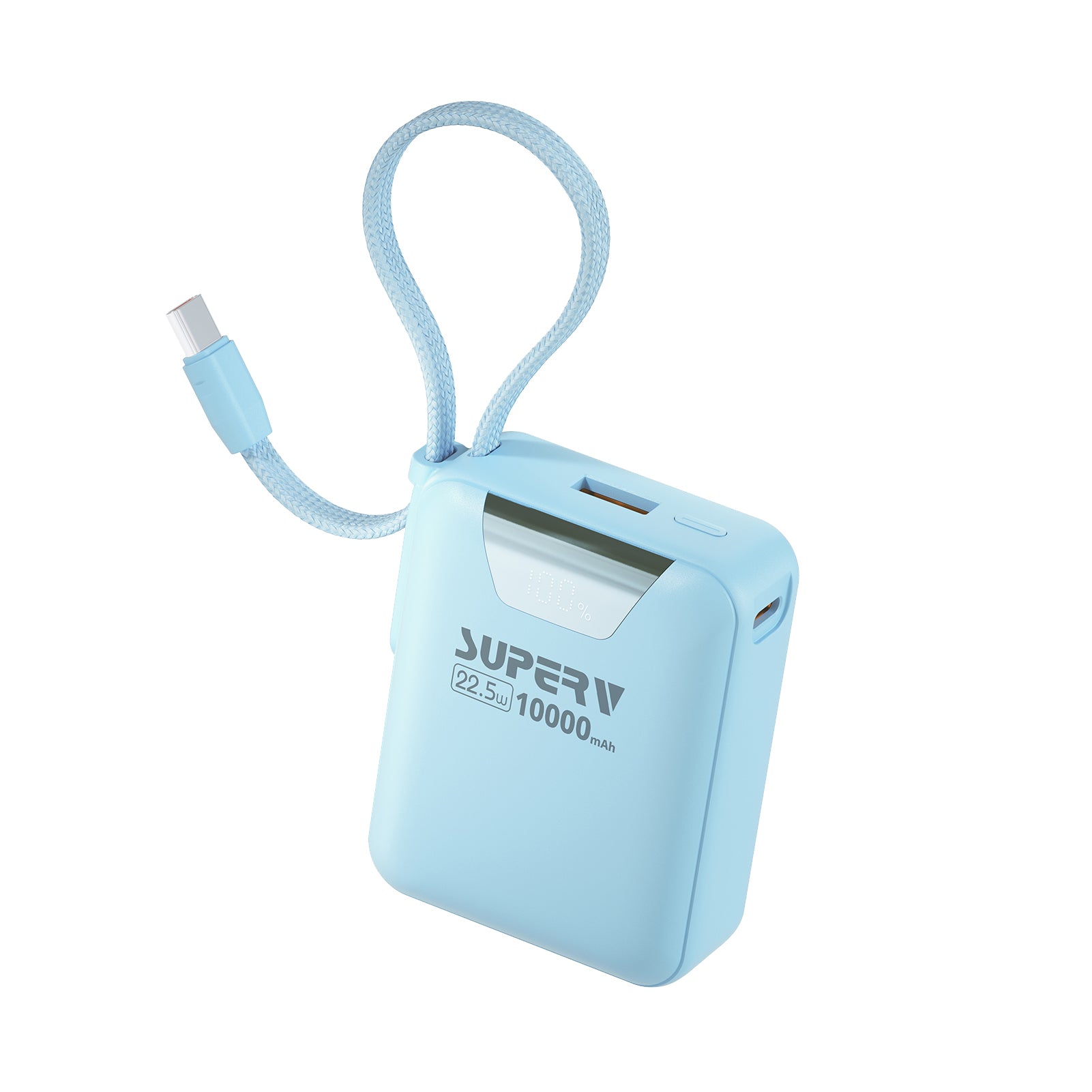 SUPERV 🇭🇰 Power15 內置線快充行動電源｜10000mAh・22.5W PD｜超細粒便攜・LED顯示