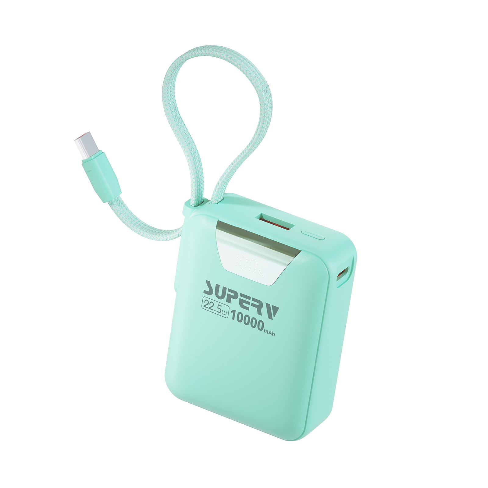 SUPERV 🇭🇰 Power15 內置線快充行動電源｜10000mAh・22.5W PD｜超細粒便攜・LED顯示