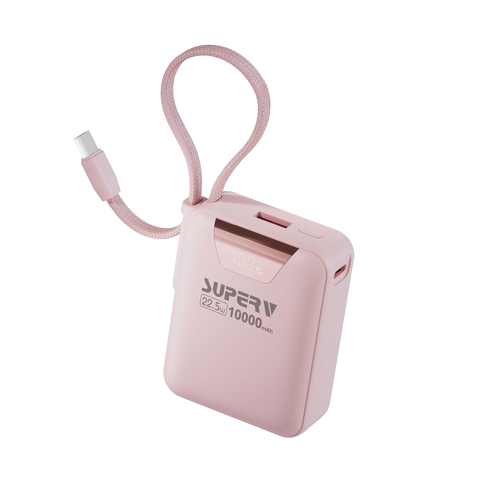 SUPERV 🇭🇰 Power15 內置線快充行動電源｜10000mAh・22.5W PD｜超細粒便攜・LED顯示
